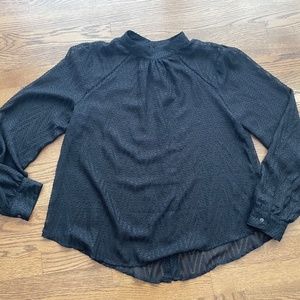 FREE PEOPLE sheer chevron top Large Nordstrom shirt button back